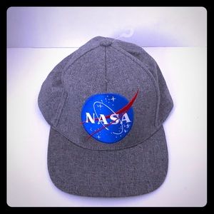 Gray Adjustable Snap Back Hat sewn NASA Logo